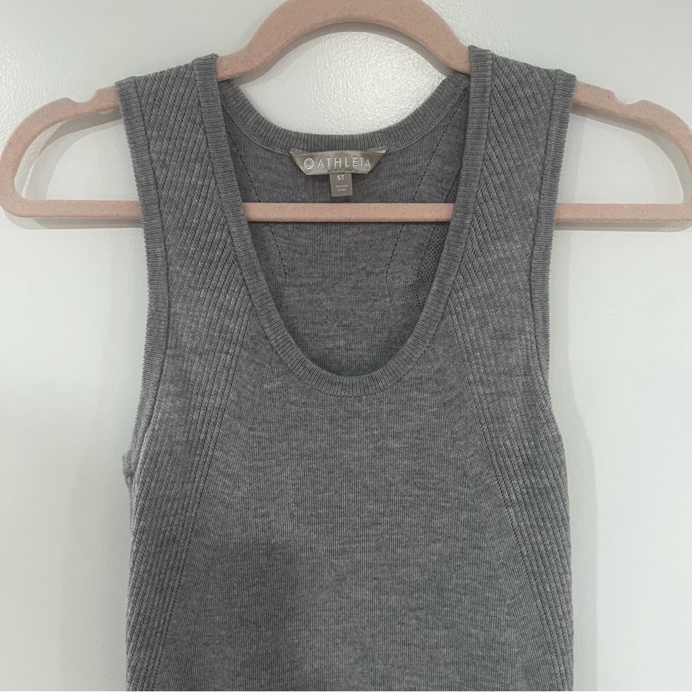 Athleta River Rib Sweater Tank Dress Merino Wool Blend Women’s S Tall Gray - Picture 5 of 13